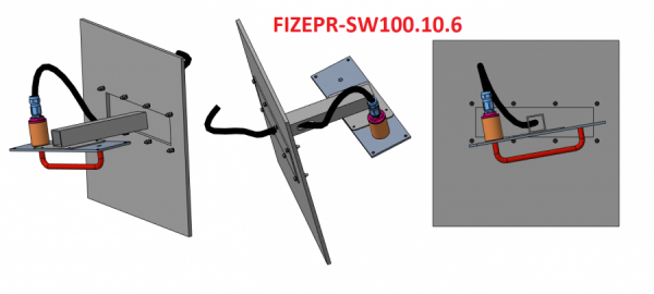 Fig. 1. First mounting option for the FIZEPR-SW100.10.6 (10.21) moisture sensor on a bracket in a conveyor grain dryer.